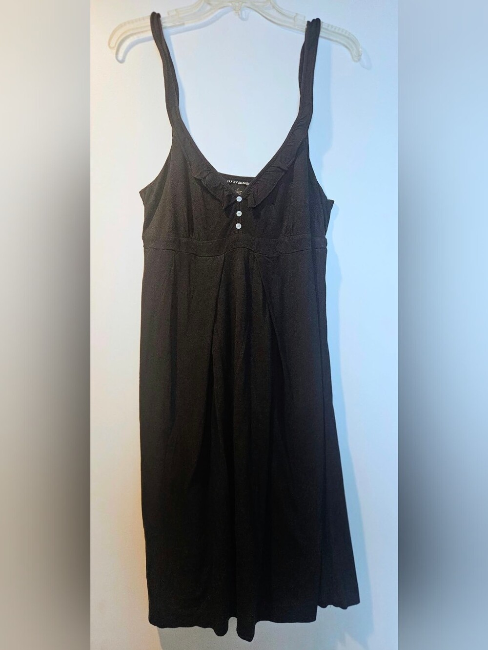 Lucky Brand Black Sleeveless Maxi Dress with Button Placket